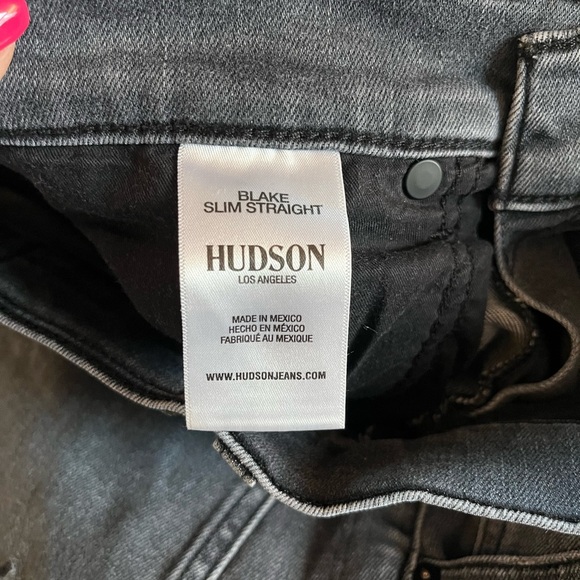 Hudson Los Angeles Charcoal Gray Straight Distressed Designer Jeans Size 30 - Picture 11 of 16